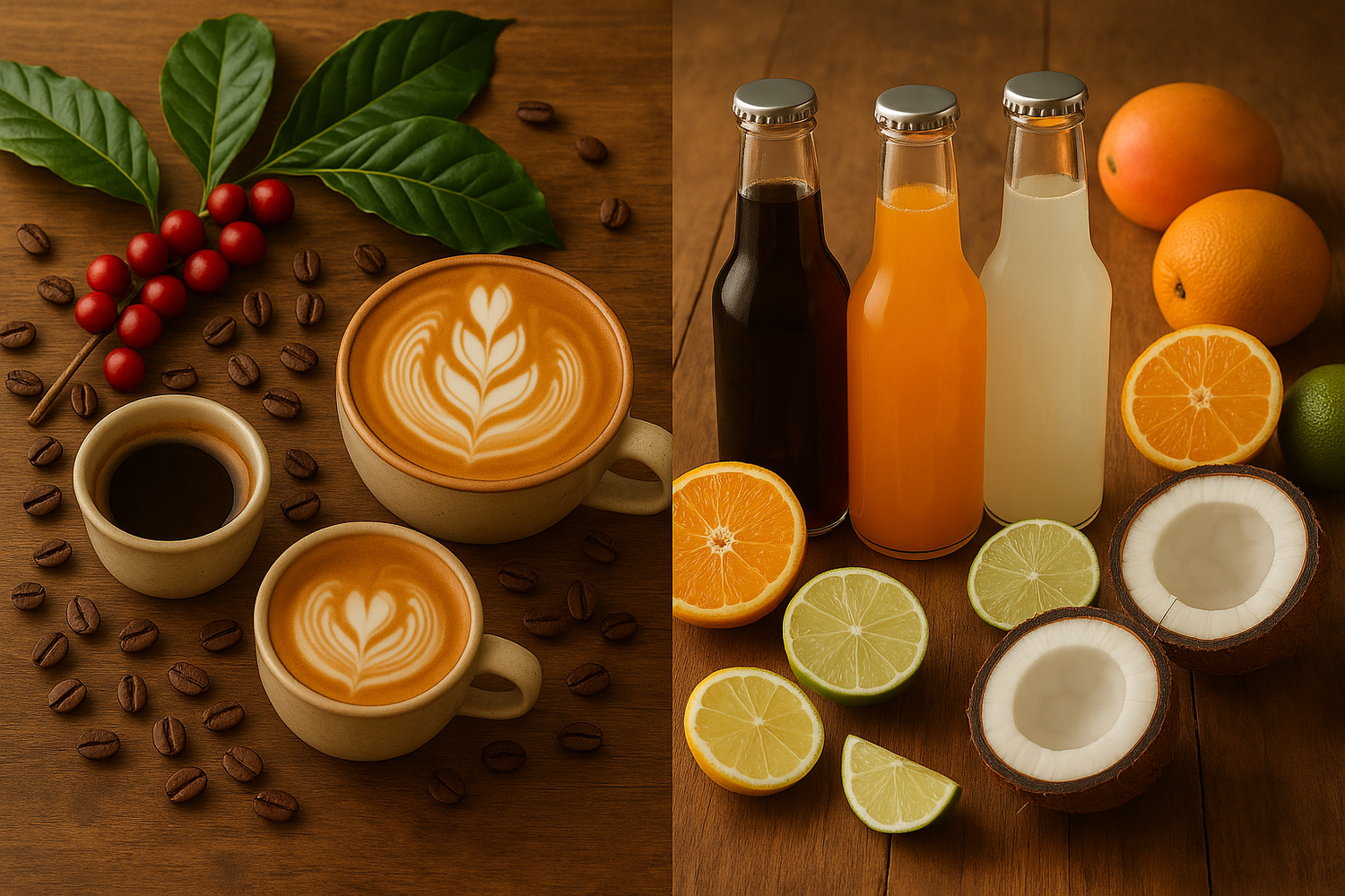 in the image on the right, remove some of the whole oranges and add slices of limes